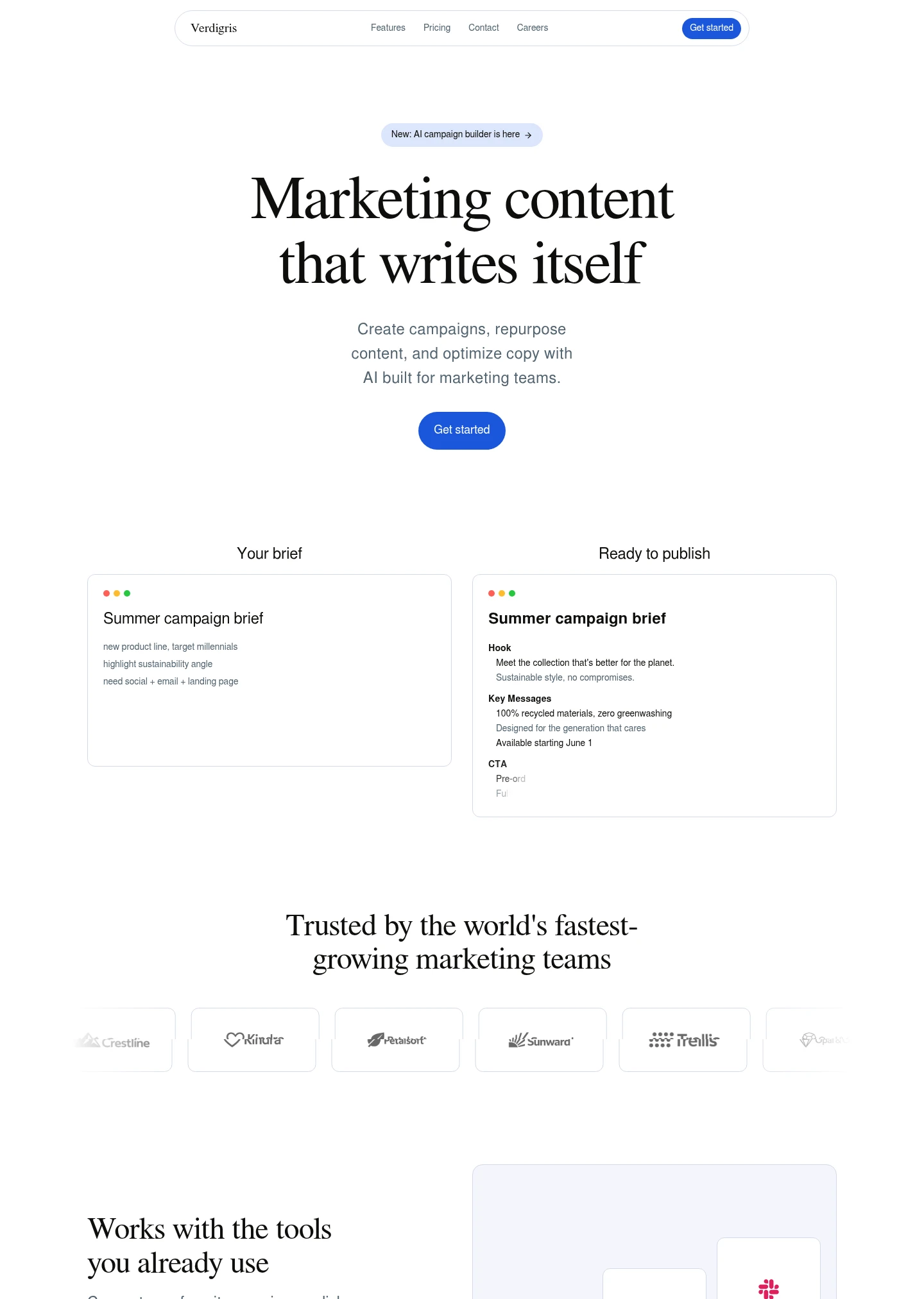 Verdigris website design style preview